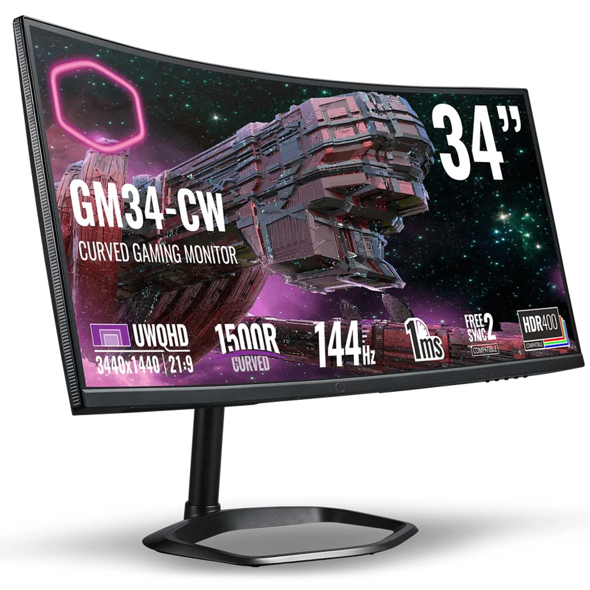 Cooler Master GM34-CW 34 Pollici Curvo, WQHD 144Hz, VA - HDMI/DP - immagine 2