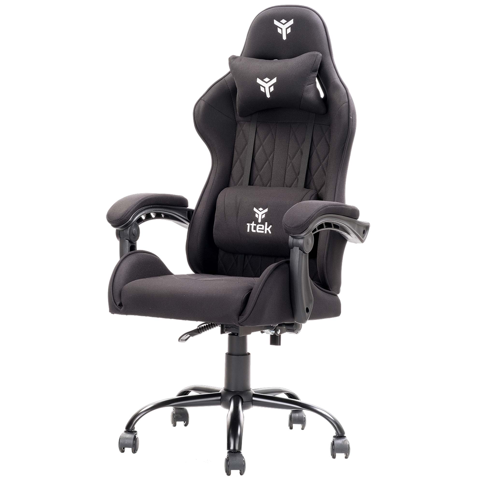 iTek Gaming Chair RHOMBUS FF10 - Tessuto, Doppio Cuscino - Nero/Nero