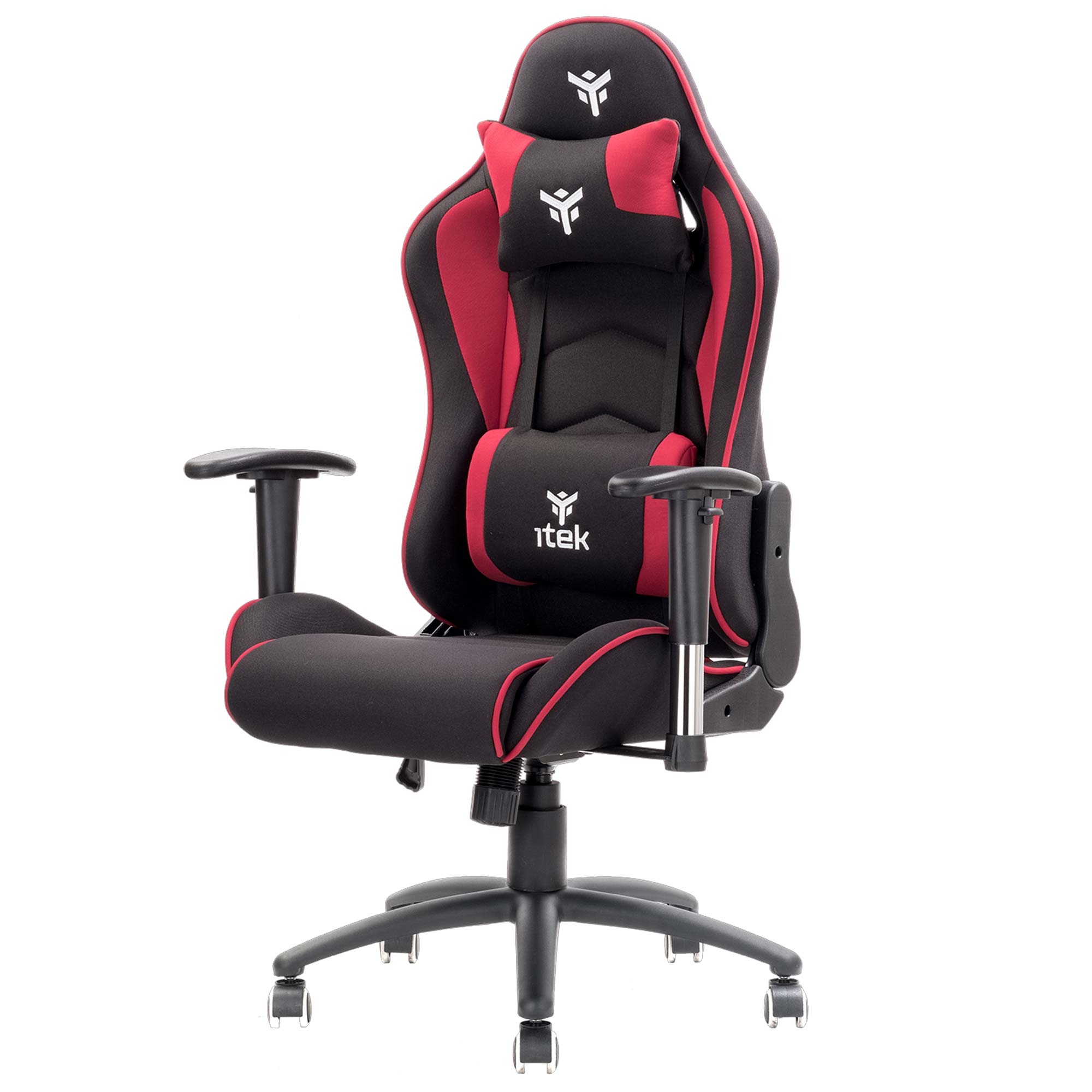 iTek Gaming Chair PLAYCOM FM20 -  Tessuto, Doppio Cuscino - Nero/Rosso