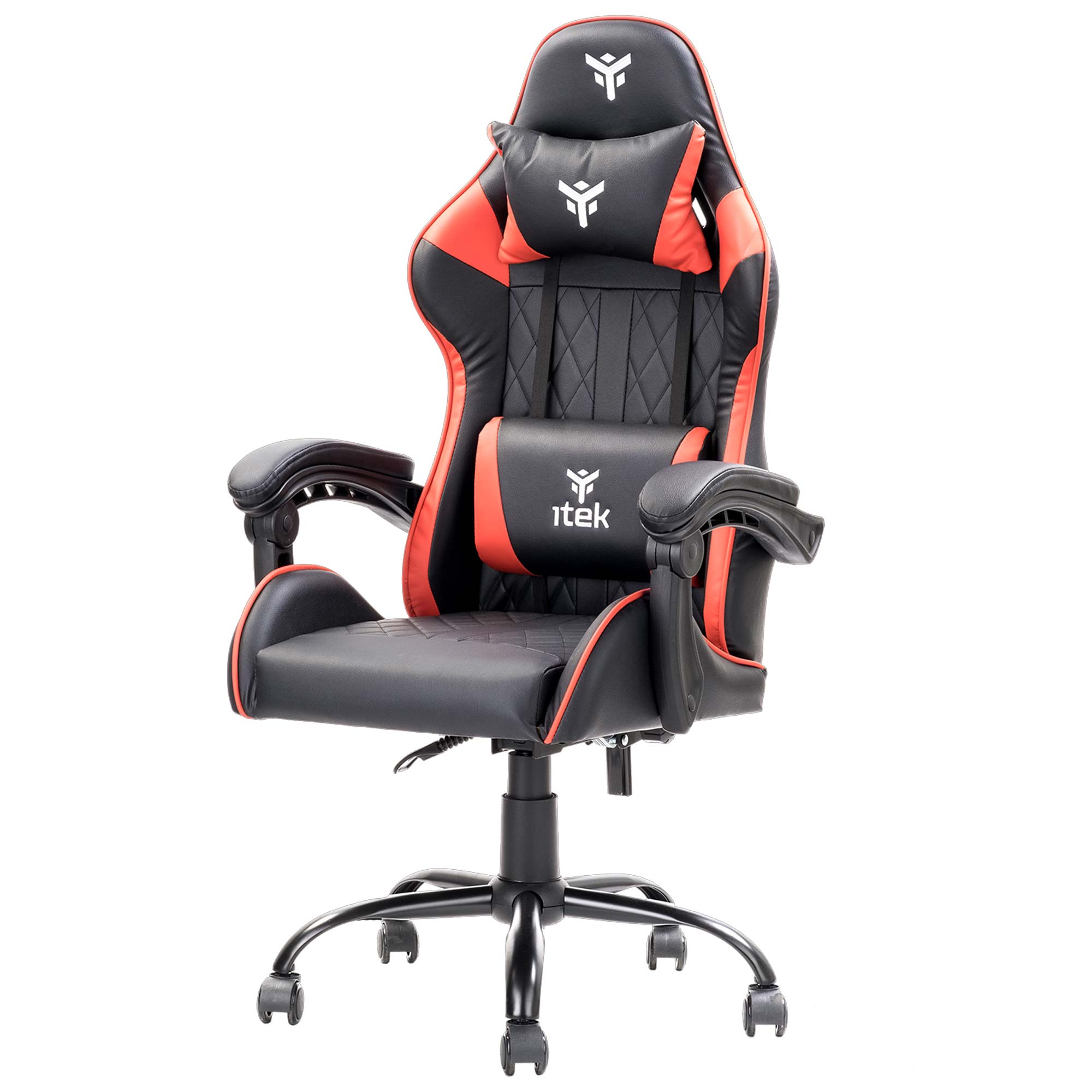 iTek Gaming Chair RHOMBUS PF10 - PVC, Doppio Cuscino - Nero/Rosso