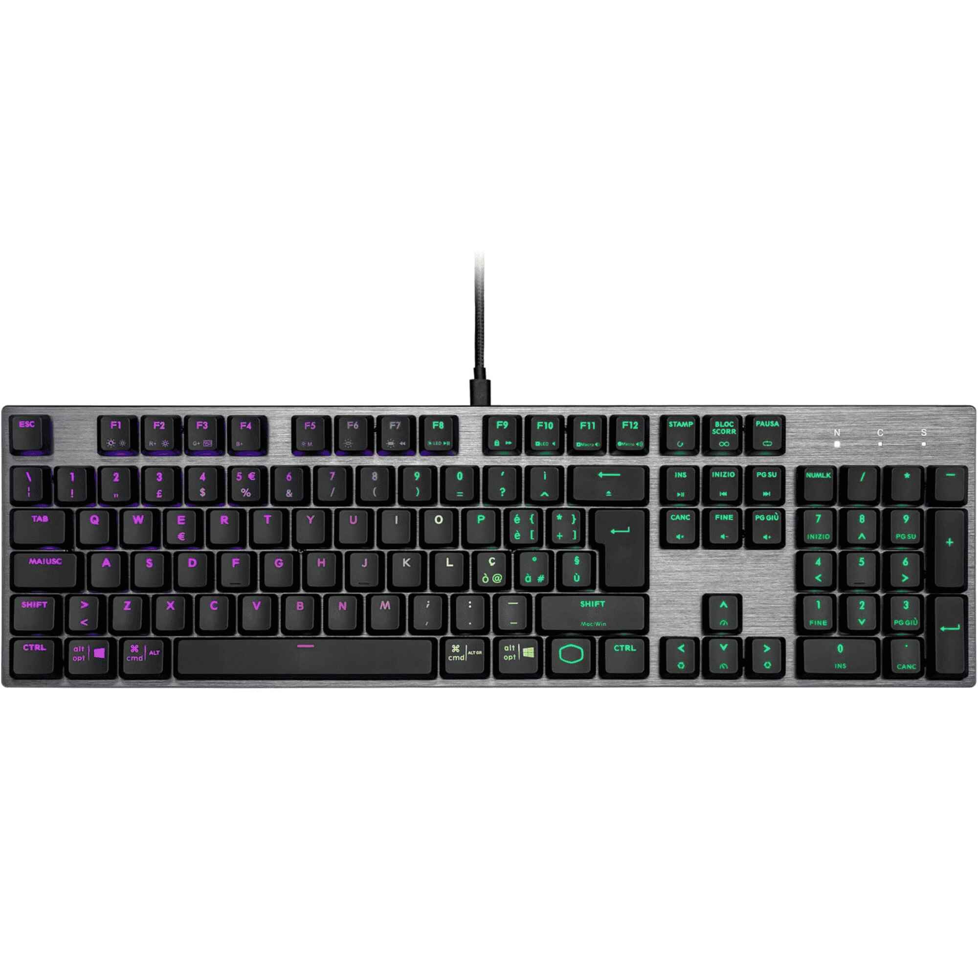 Cooler Master MasterKeys SK652, RGB, Low Profile, Red Switch - Layout ITA - Grigio
