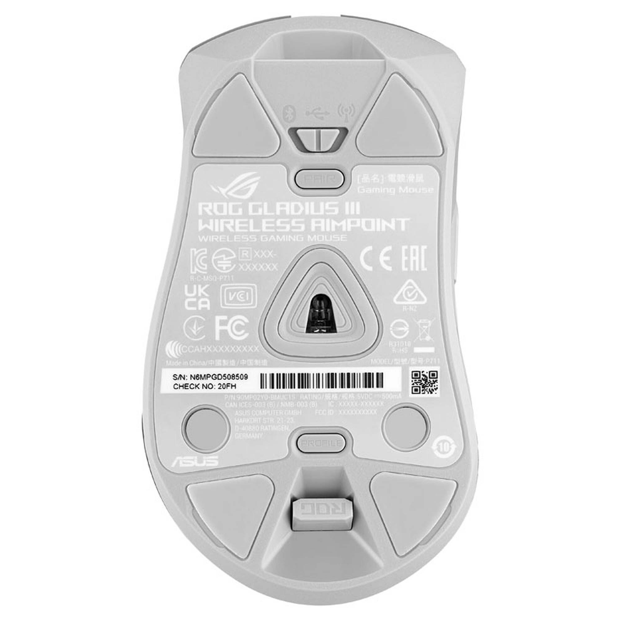 Asus ROG GLADIUS III Wireless AimPoint Gaming Mouse, RGB - Bianco - immagine 5