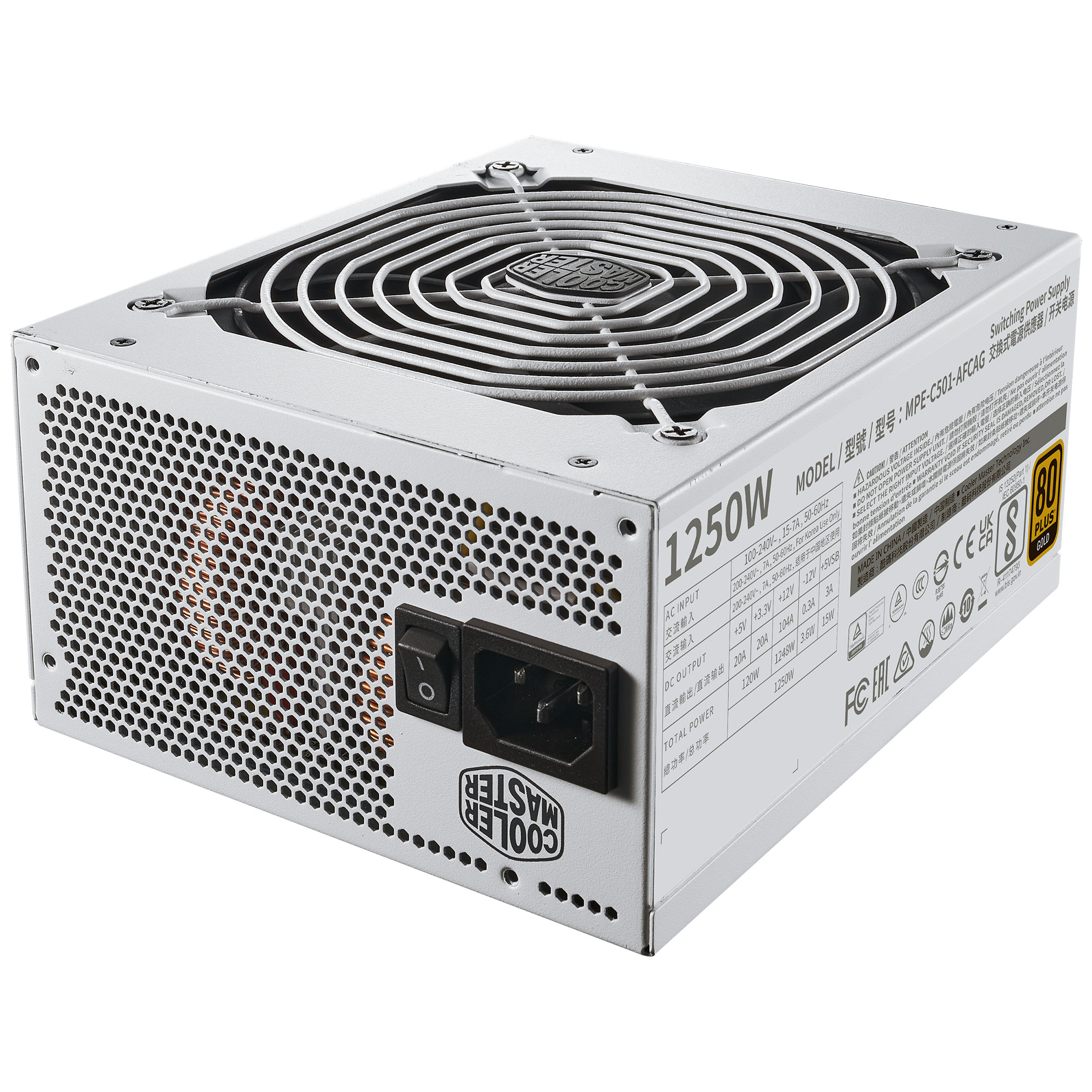 Cooler Master MWE Gold 1250 V2 Modulare, 80Plus Gold, Bianco - 1.250 watt - immagine 3