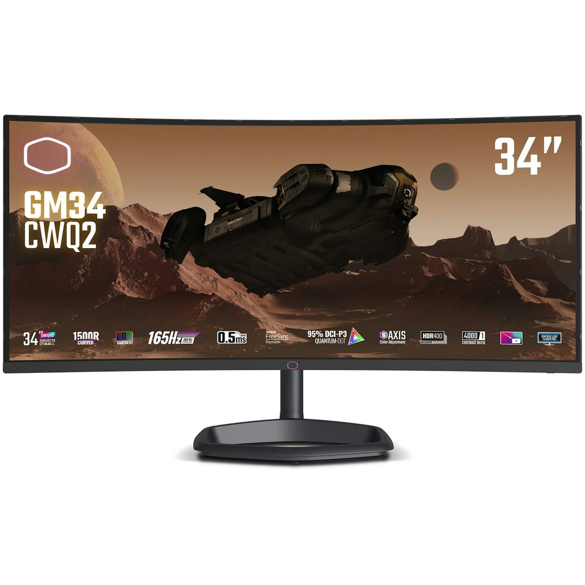 Cooler Master GM34-CWQ2, 34 Pollici, UWQHD 180Hz, VA Quantum Dot - HDMI/DP