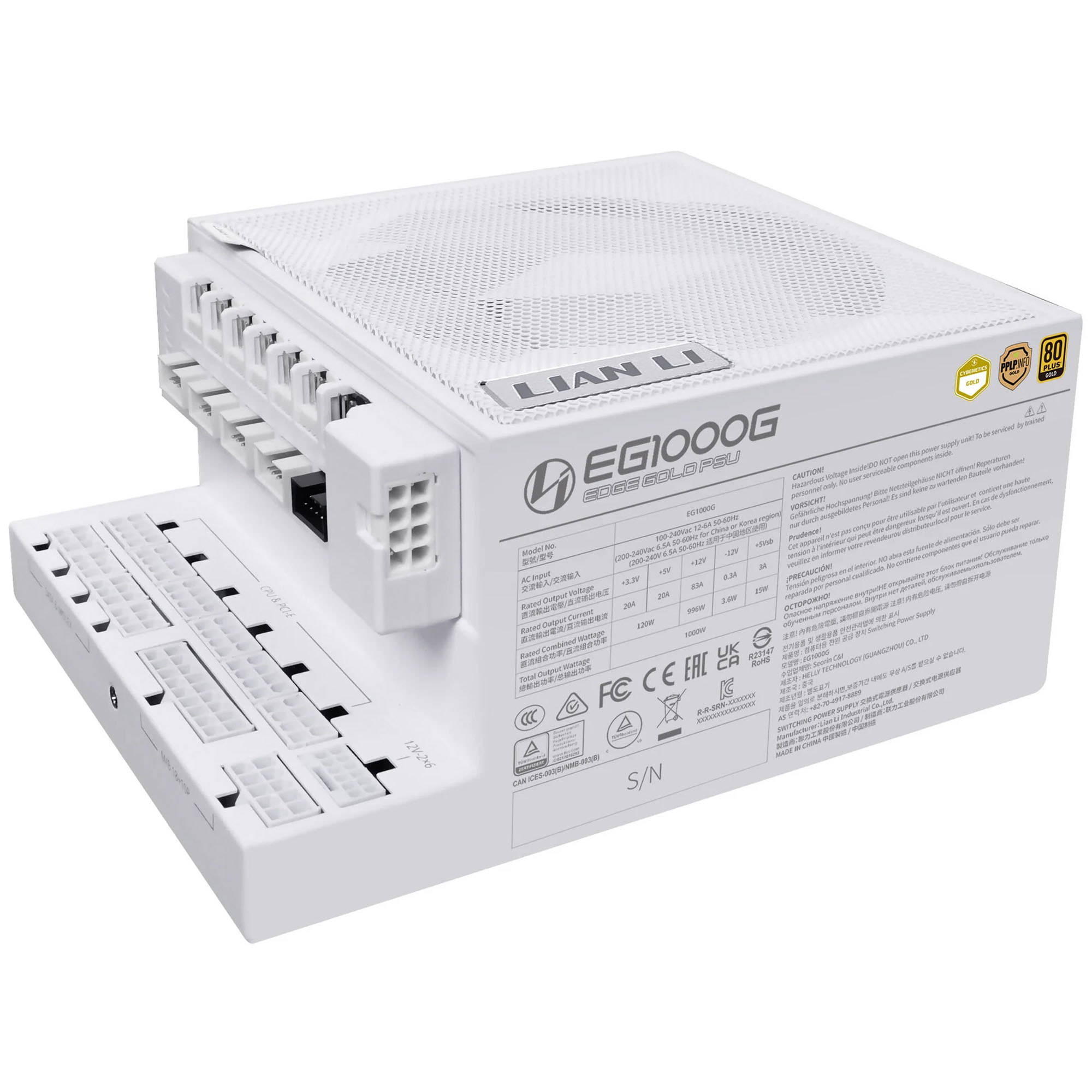 Lian Li EDGE EG1300 80 PLUS Platinum - PCIe 5.1, ATX 3.1 - 1300 Watt, Bianco - immagine 2