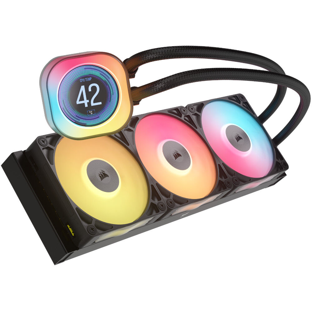 CORSAIR iCUE LINK TITAN 360 RX LCD AIO, 360mm Radiator, Liquid CPU Cooler - Nero - immagine 2