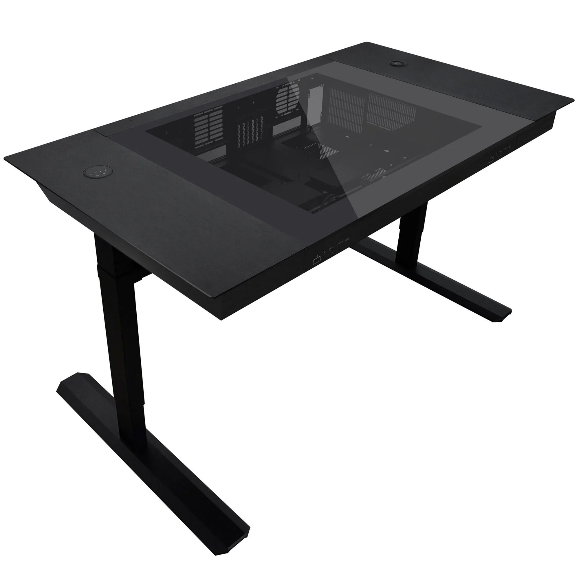 Lian Li DK07 Gaming Desk Dual-System, Motorizzata, Altezza Regoloabile - Nero