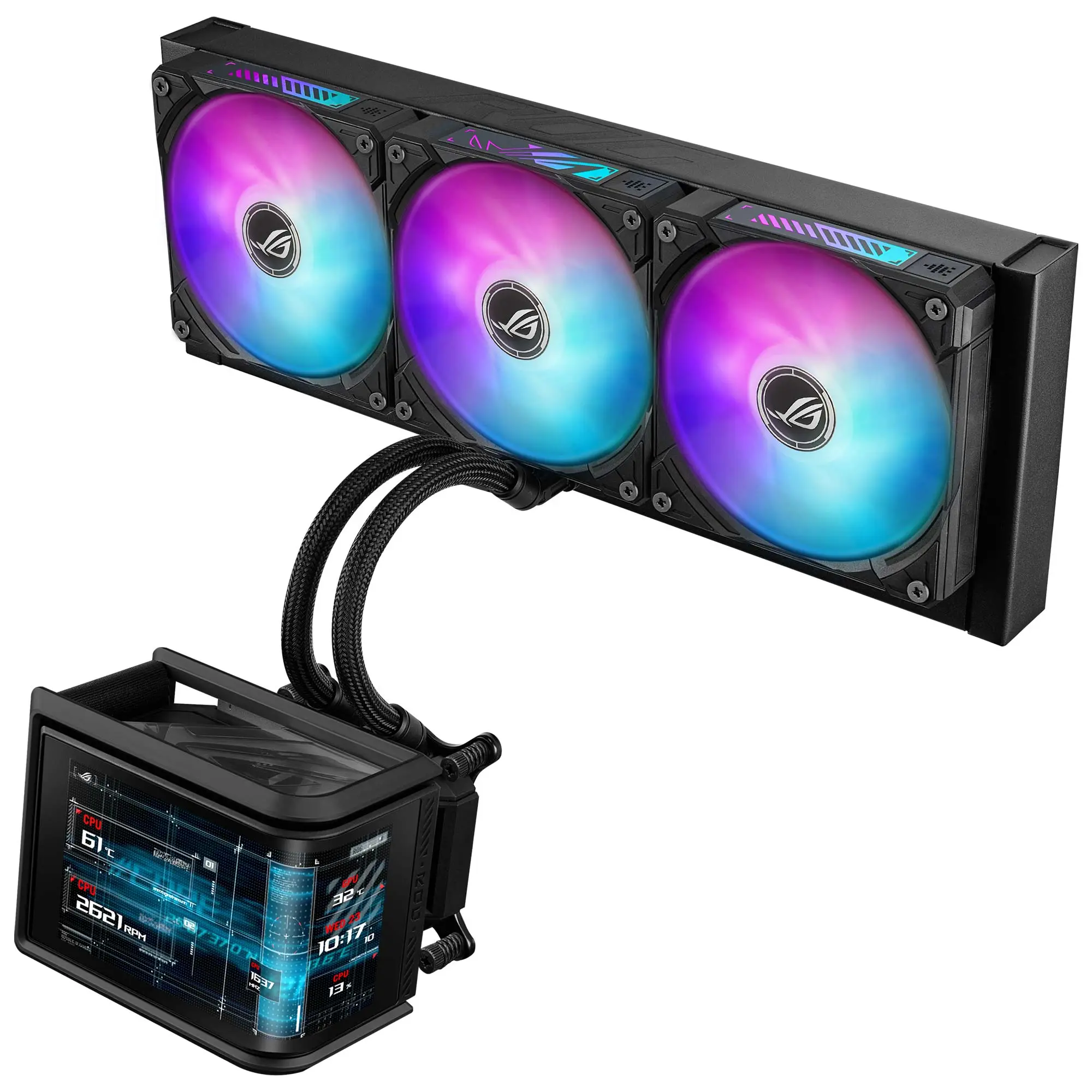 Asus ROG Ryuo IV SLC 360 ARGB Cooler AIO, schermo AMOLED Curvo 6,67", 360 mm - Nero