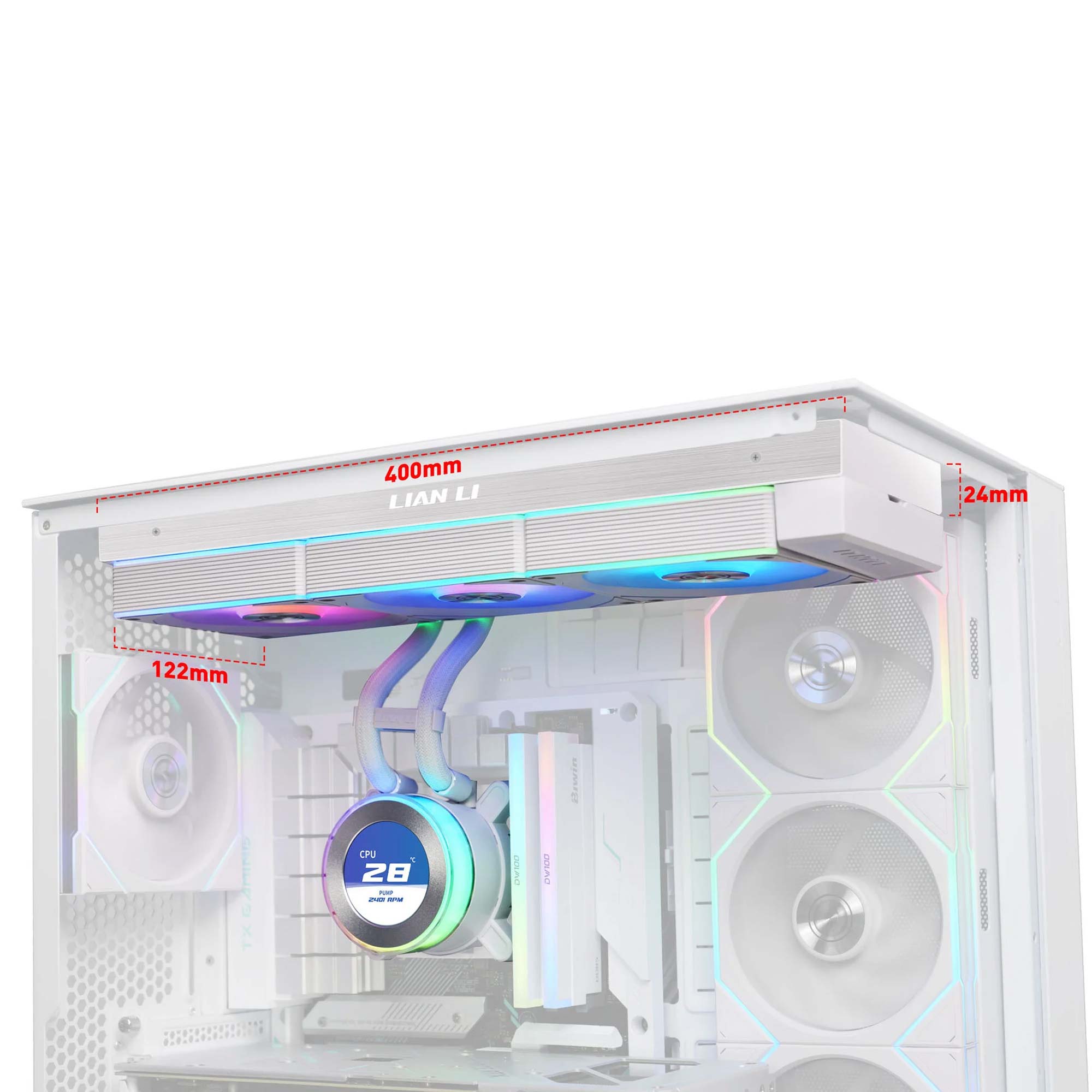 Lian Li HydroShift II LCD-C 360CL AIO Water Cooler, ARGB - Bianco - immagine 3