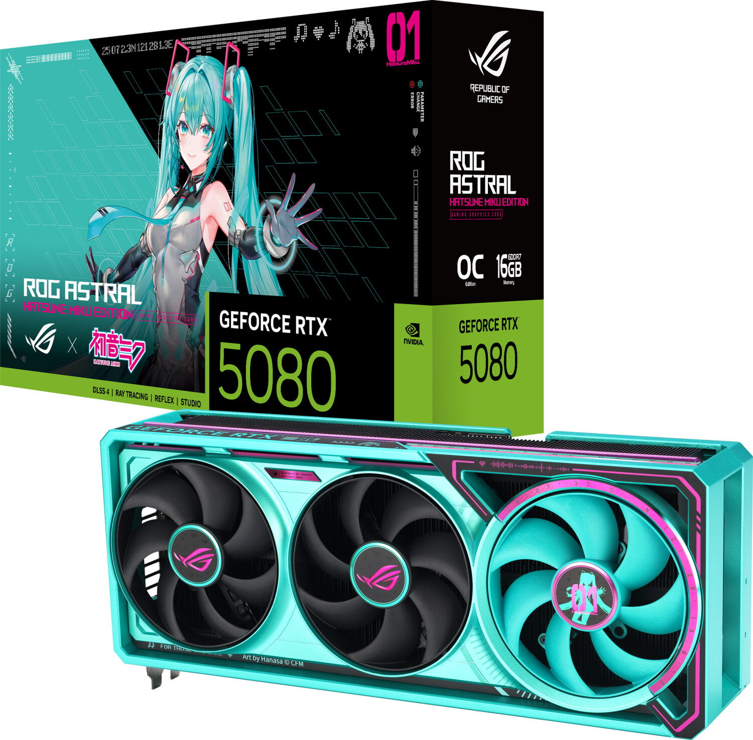 Asus ROG Astral GeForce RTX 5080 16GB OC Hatsune Miku Edition, 16384 MB GDDR7, DLSS 4