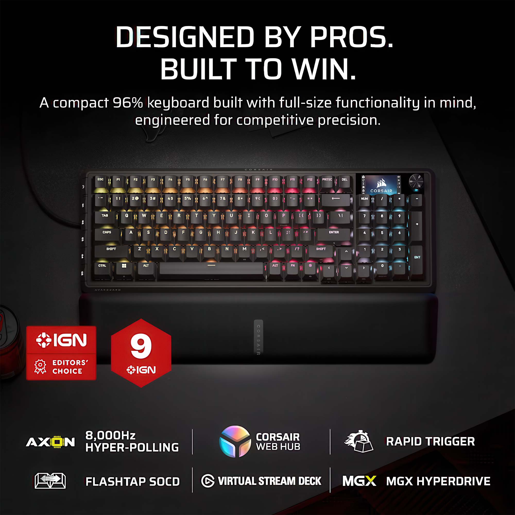 Corsair VANGUARD PRO 96 Hall Effect, Switch MGX, 96% - Nero - immagine 2