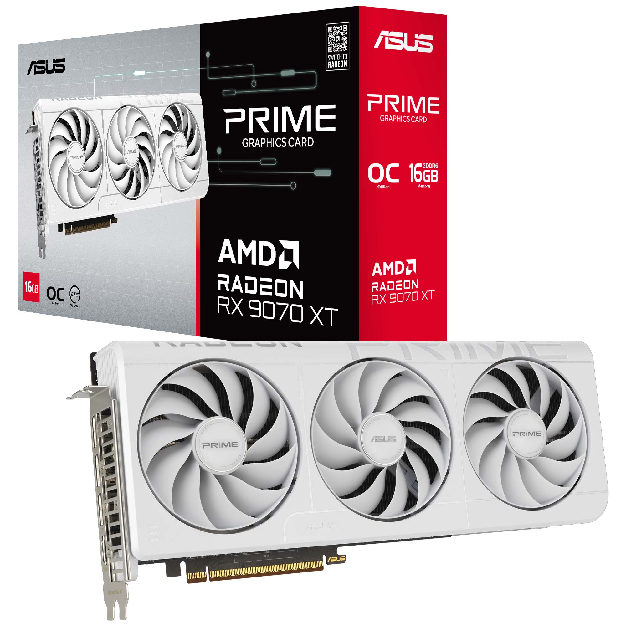 Asus PRIME Radeon RX 9070 XT OC Edition White 16GB GDDR6, RDNA 4