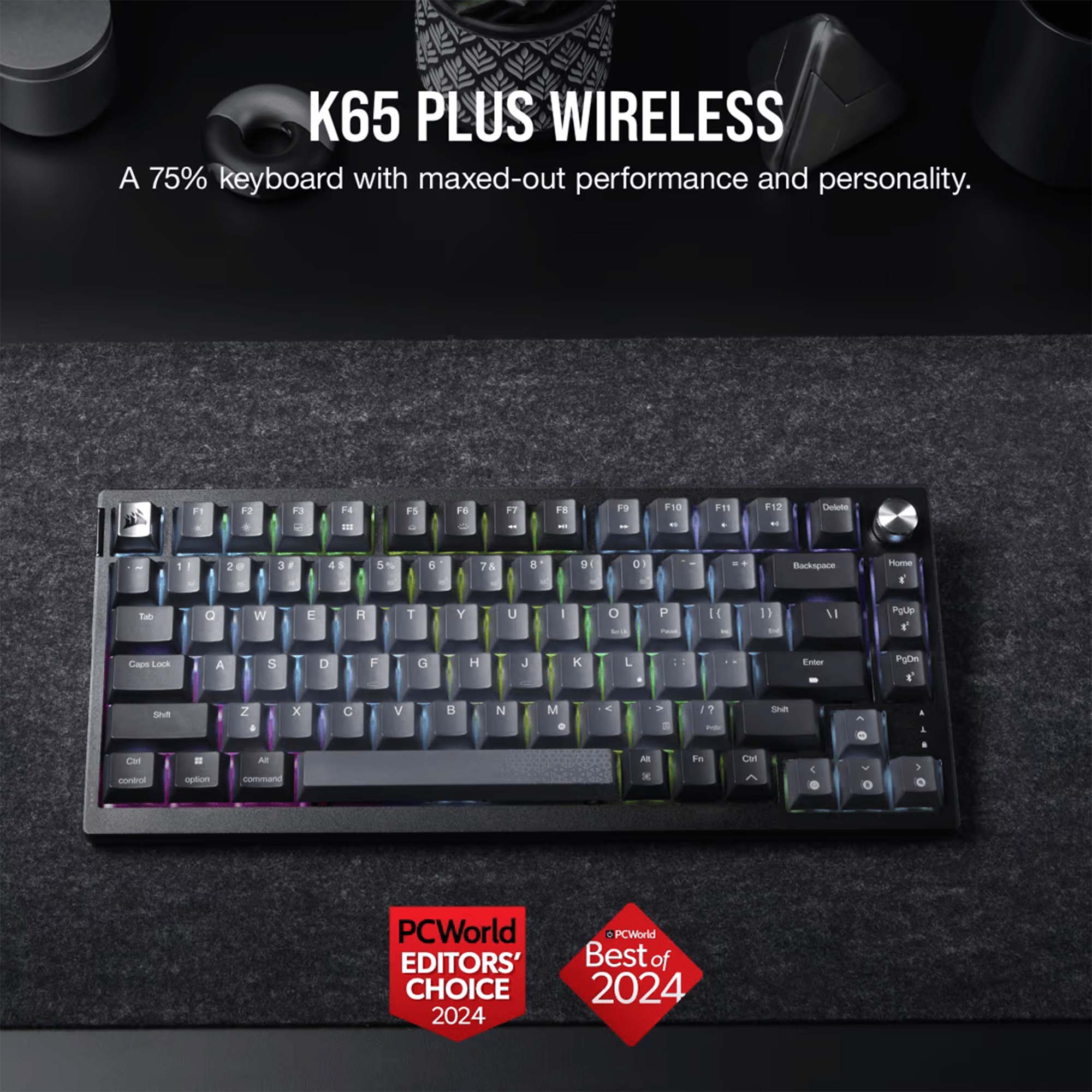 Corsair K65 PLUS WIRELESS 75% RGB Mechanical Keyboard, MLX Switch - Layout ITA - immagine 2