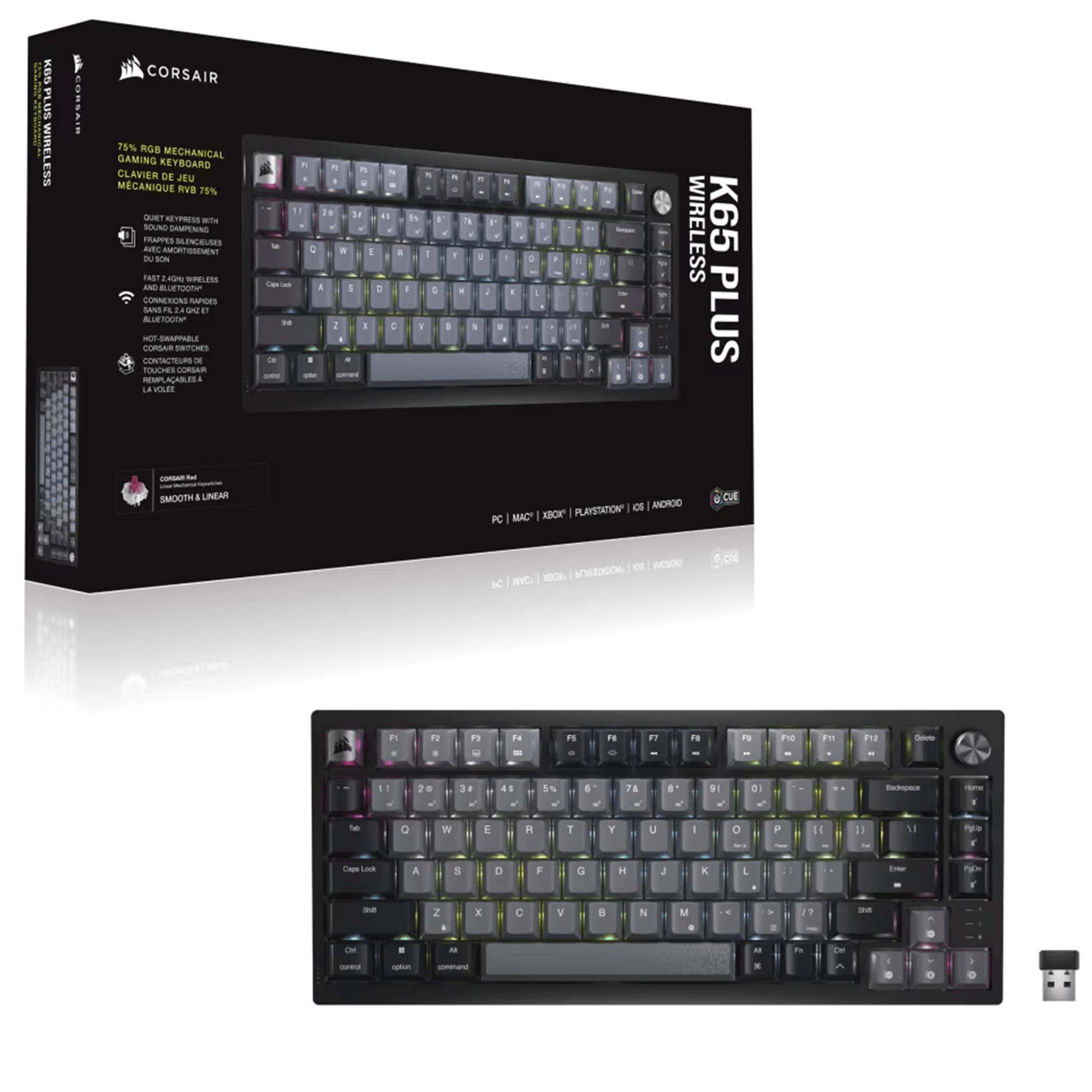 Corsair K65 PLUS WIRELESS 75% RGB Mechanical Keyboard, MLX Switch - Layout ITA - immagine 7