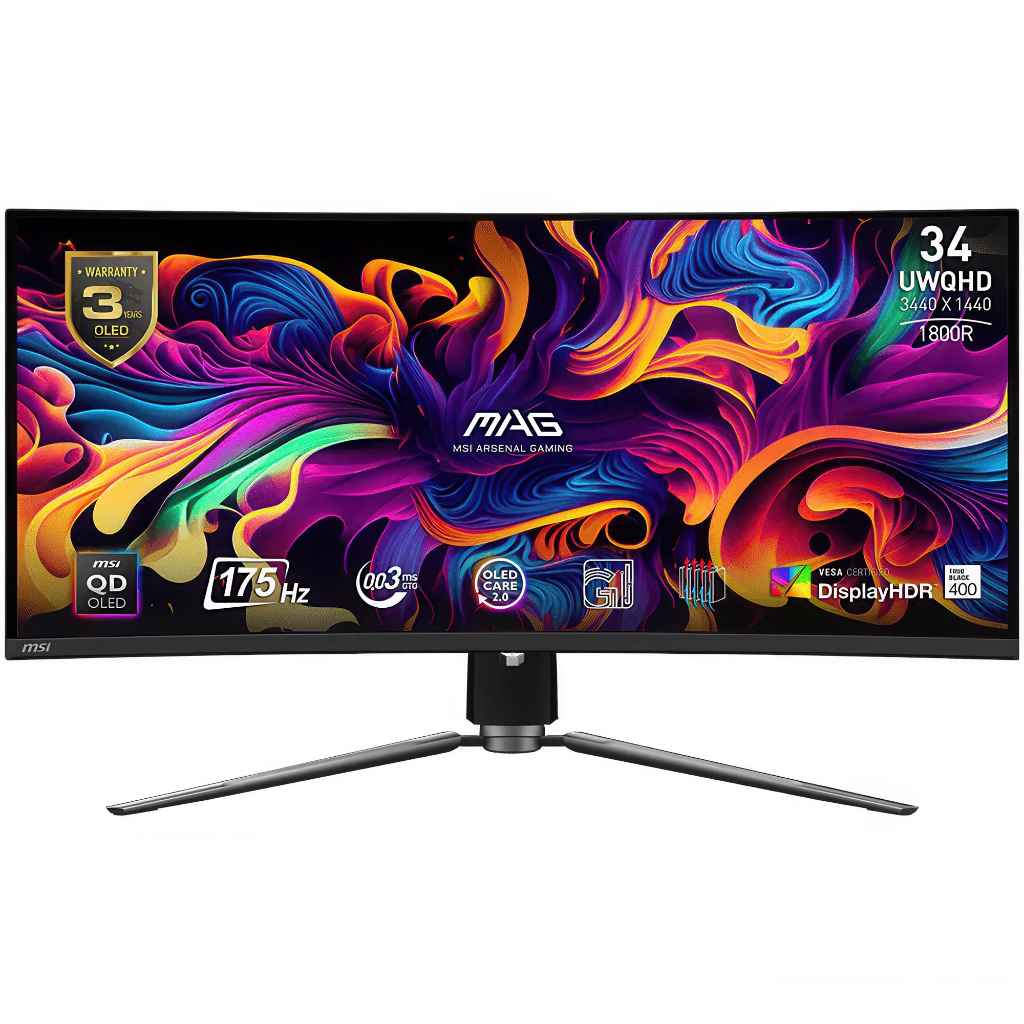 MSI MAG 341CQP QD-OLED, 34 pollici, 2K QHD, 175Hz - HDMI/DP - immagine 2